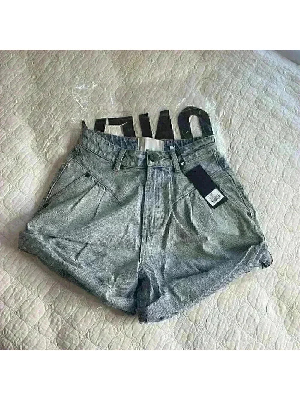 One Teaspoon High Waisted Denim Shorts Light Wash Shorts 23